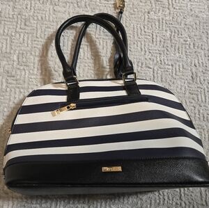 Aldo Blue Black and White Striped Handbag